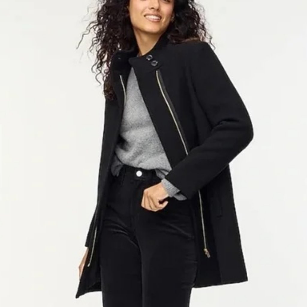 Nwt J Crew Factory City Coat With Button Neck Petite 8p